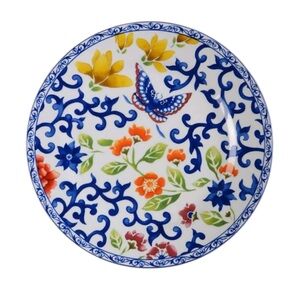 Ralph Lauren Mandarin Blue Multi Color Butterfly Salad Luncheon Plates Set of 2